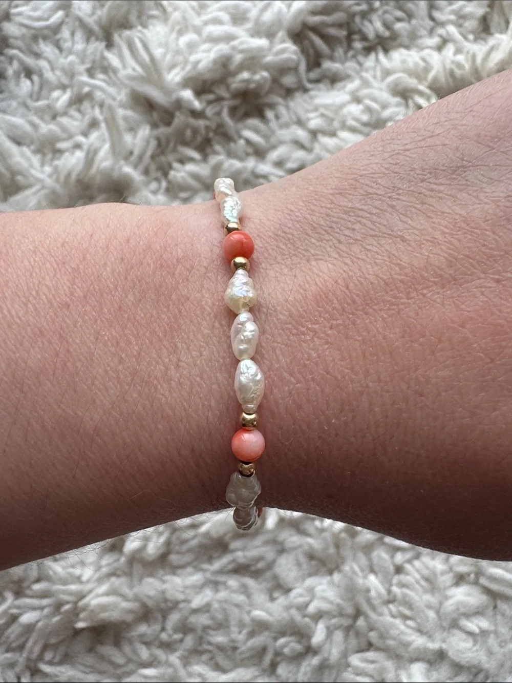 14K Coral and‎ Pearl Bracelet